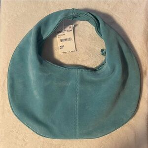 Nordstrom Moda Luxe Aqua Blue Suede Hobo Bag $110 NWT